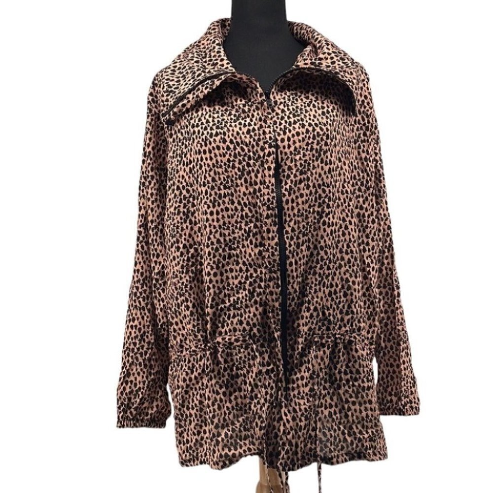 malai swimwear NWT cheeta zip up jacket cinch waist sz m/l animal print